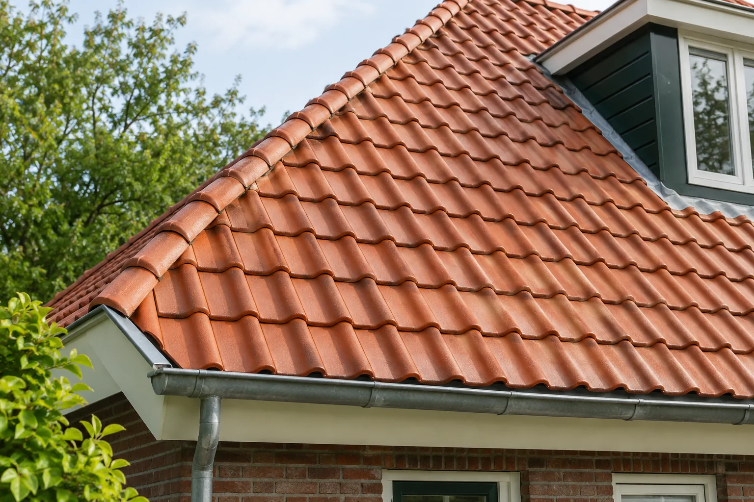 Verzorgd dak met terracotta dakpannen