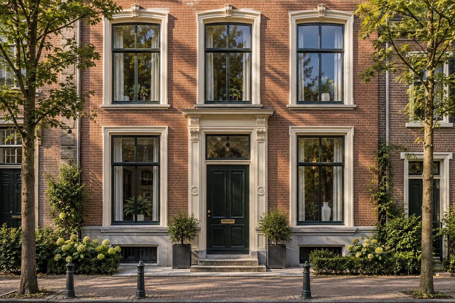 een gereinigde karaktervolle stadsgevel