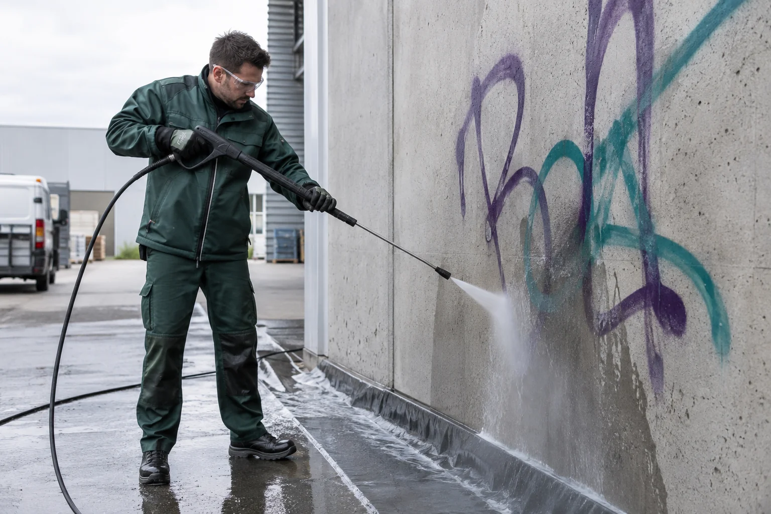 Gerichte verwijdering van graffiti van een muur